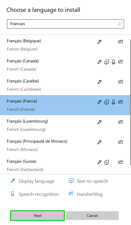 Pick the language you want